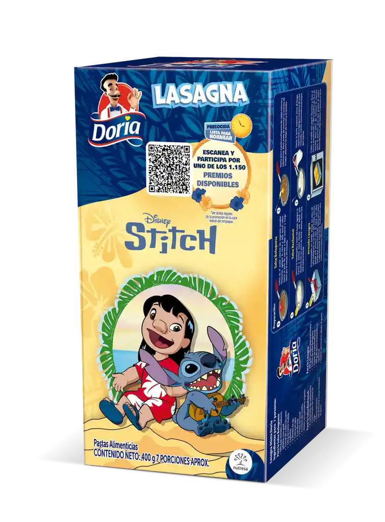 Lasagna DORIA Precocida x 400 gramos Edición Limitada Lilo & Stitch