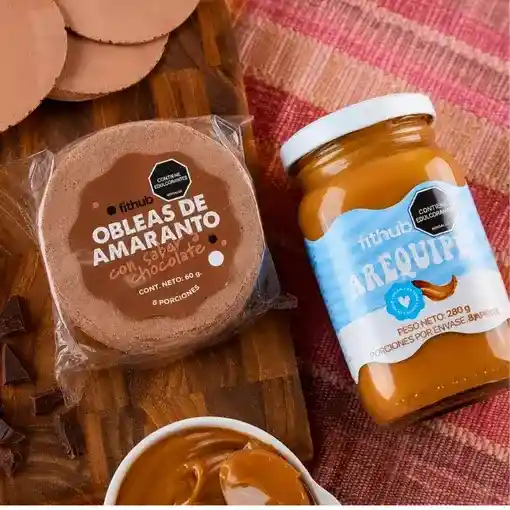 Obleas Amaranto Chocolate - Fithub + Arequipe Sin Azúcar - Fithub X 60 G