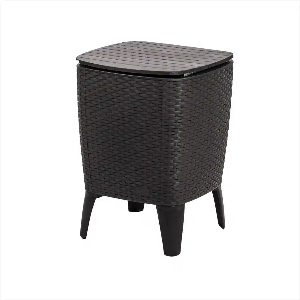 Mesa Hielera Cooler Table Tipo Rattan Wengue Para Interiores y Exteriores Mq