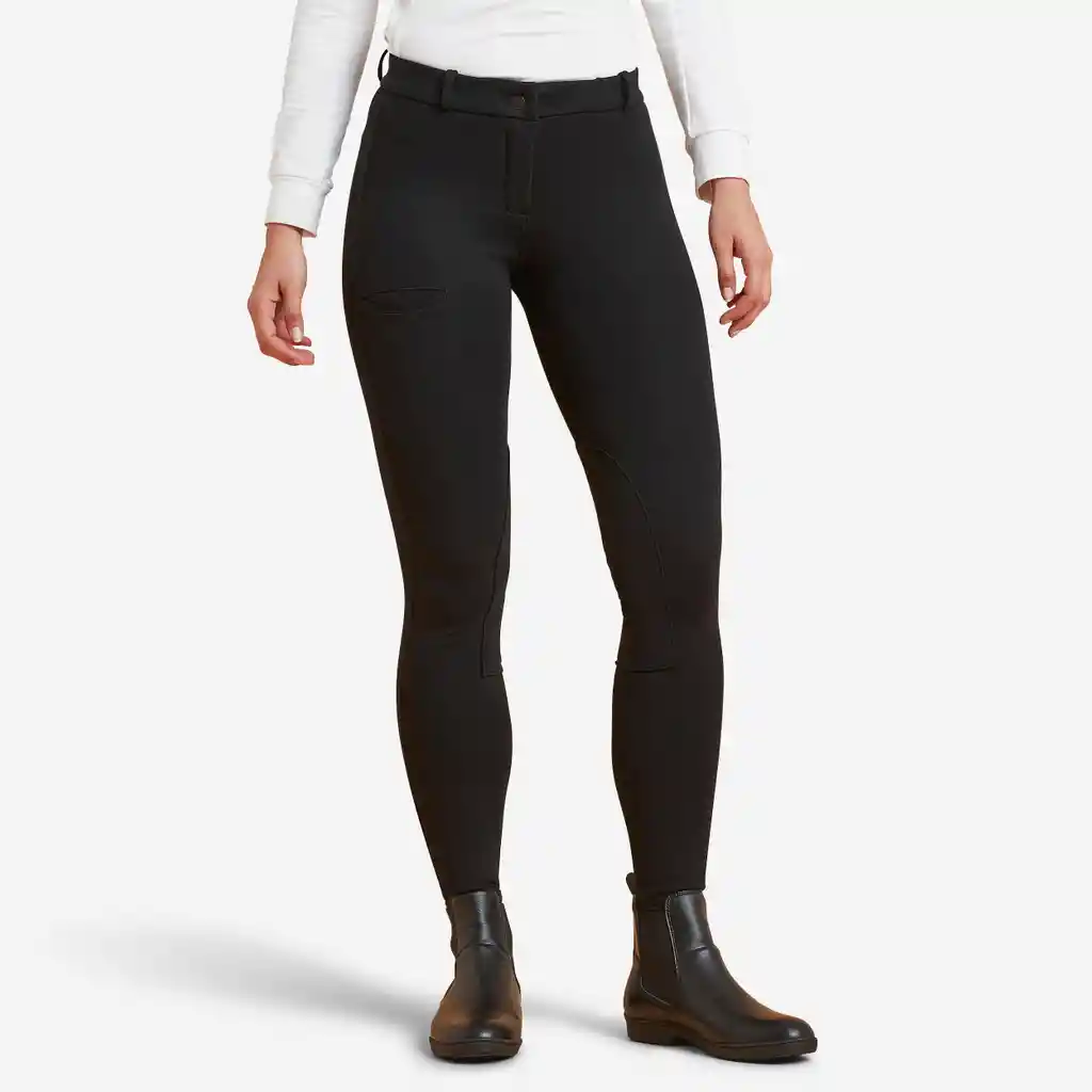 Breeches De Equitación Para Mujer Talla S Fouganza 100 Negro