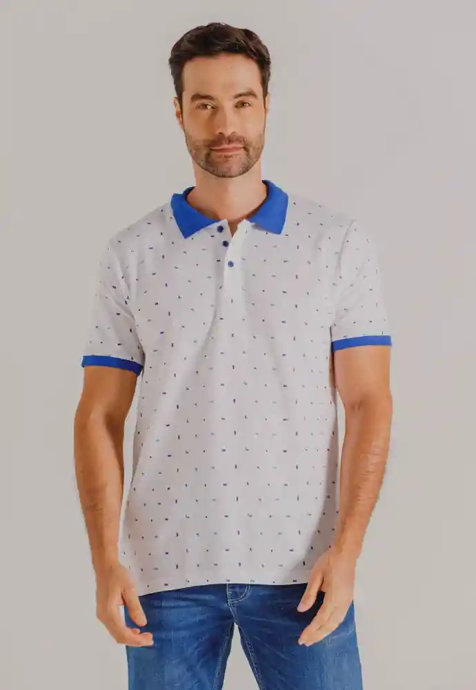 Camiseta Polo Mini Print M-blanco