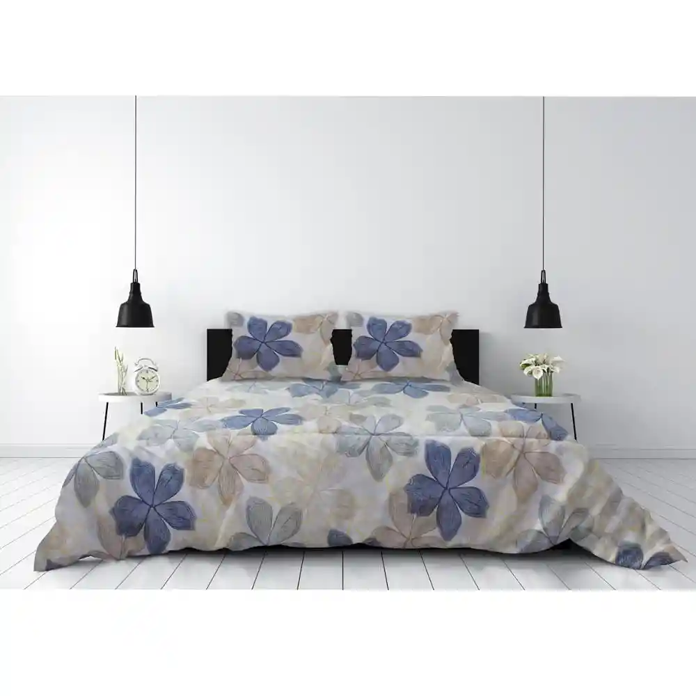 Edredón Cama Sencilla Maxiflor Fondo Blanco