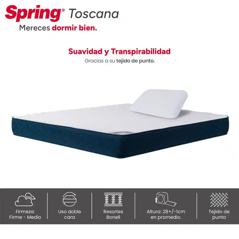 K-col L3 V5 140x190+alm Ergo Spring Doble (140 X 190 Cm) L3 V5 Toscana Resortado Semifirme