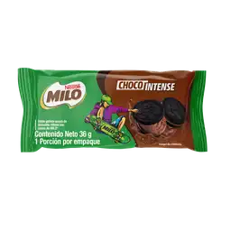 MILO Choco Intense galleta de chocolate rellena con crema de Milo x 36g