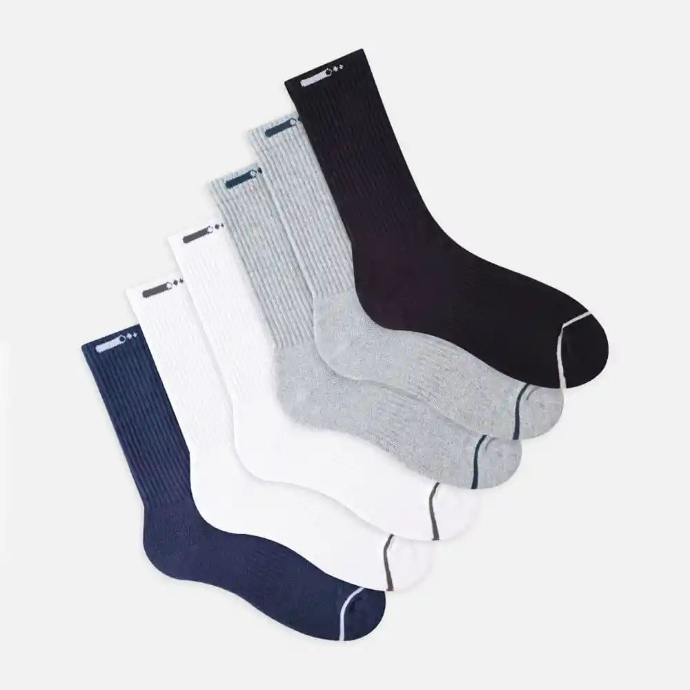 Medias Depotivas Largo Tradicional Hombre New Sedicci X6 Punto Blanco Talla 10-12