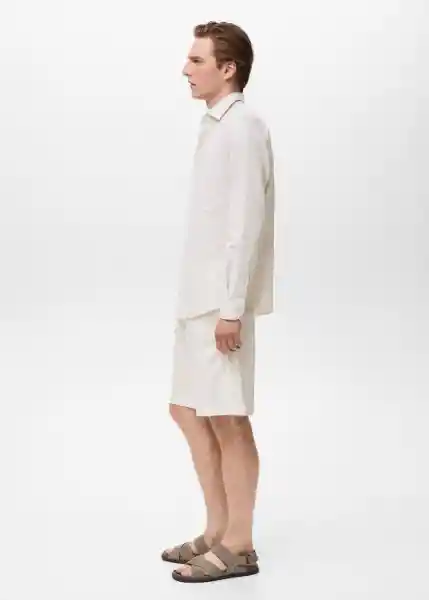 Camisa Rug1 Off White Talla M Hombre Mango