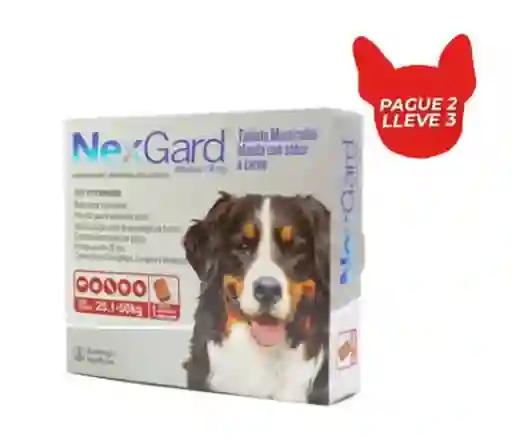 Pague 2 Lleve 3 Nexgard Antipulgas Perro Carne > 25.1 a 50 Kg