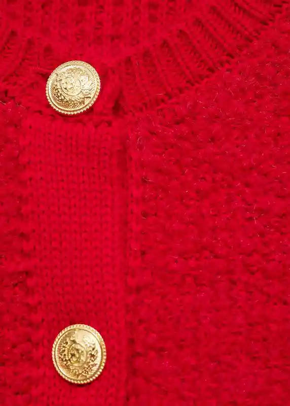 Cazadora Tricot Pearl Rojo Talla M Mujer Mango