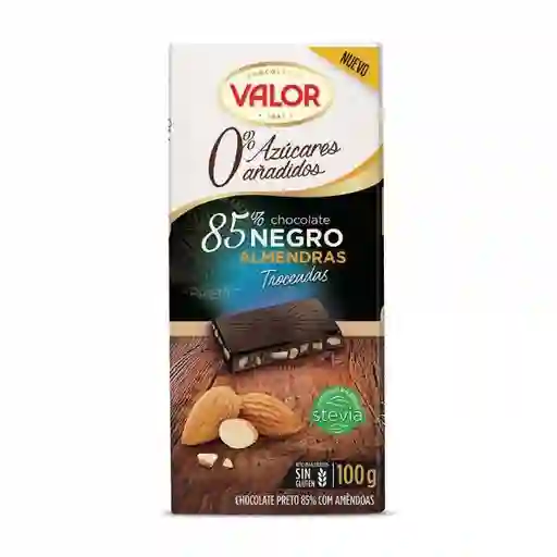 Valor Chocolate Tableta 85% Negro Almendra Sin Azúcar