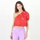 Blusa Cuello Asimétrico Manga Corta Rojo Talla L 696470