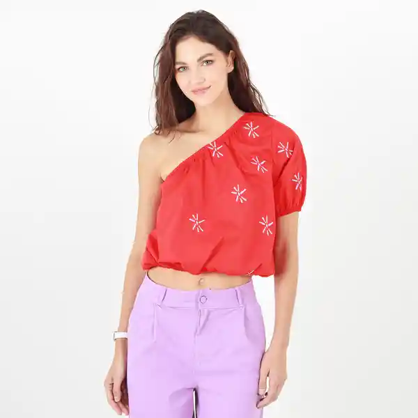 Blusa Cuello Asimétrico Manga Corta Rojo Talla L 696470