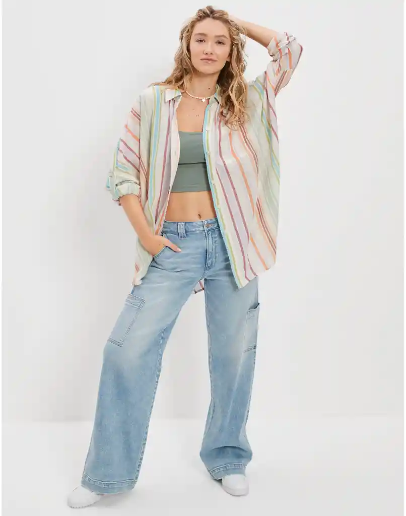 Camisa Mujer Multicolor Talla SMALL 400387687434 American Eagle