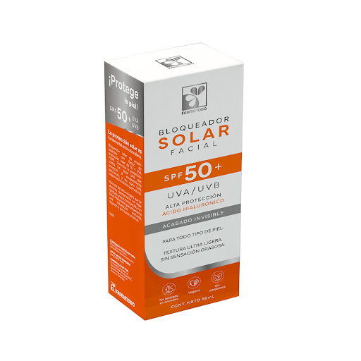 Bloqueador Solar Facialfarmatodo Spf 50+ Acabado Invisible Ácido Hialurónico