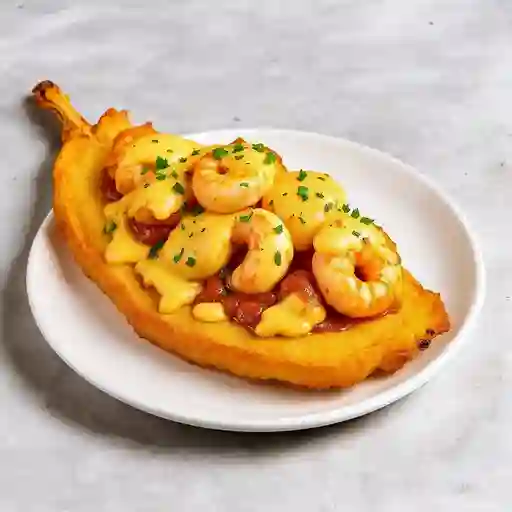 Patacón con camarón