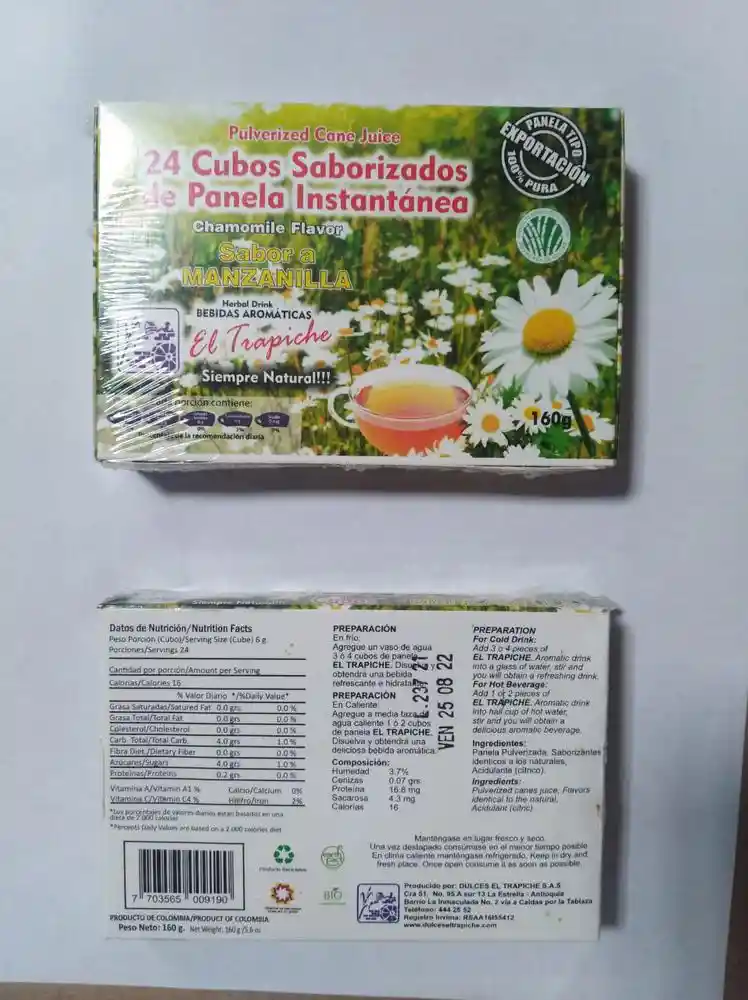 Panela Sabor Manzanilla El Trapiche 160