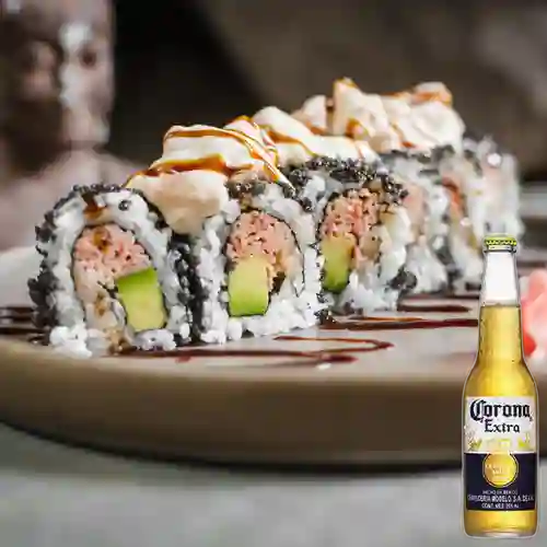 Combo León Dormido Roll 10 Bocados + Corona Bot. 355ml