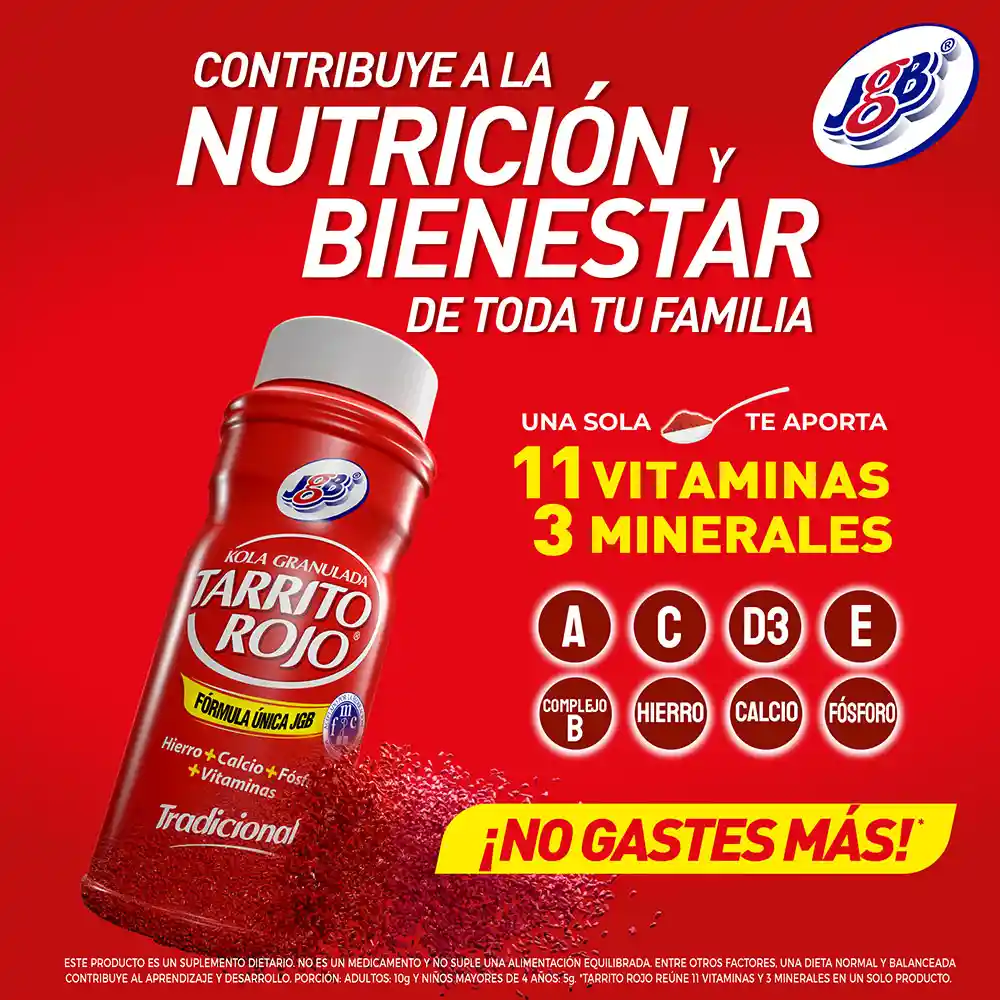 Tarrito Rojo Kola Granulada Vainilla