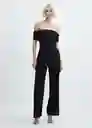 Enterizo Mono Bardot Negro Talla L Mujer Mango