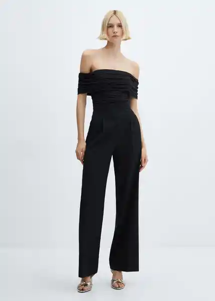 Enterizo Mono Bardot Negro Talla L Mujer Mango