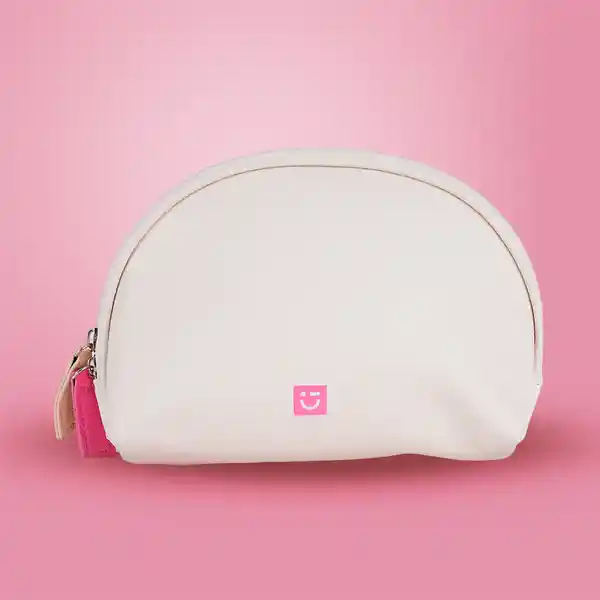 Cosmetiquera Tipo Piel Con Doble Cierre Serie Beige Miniso