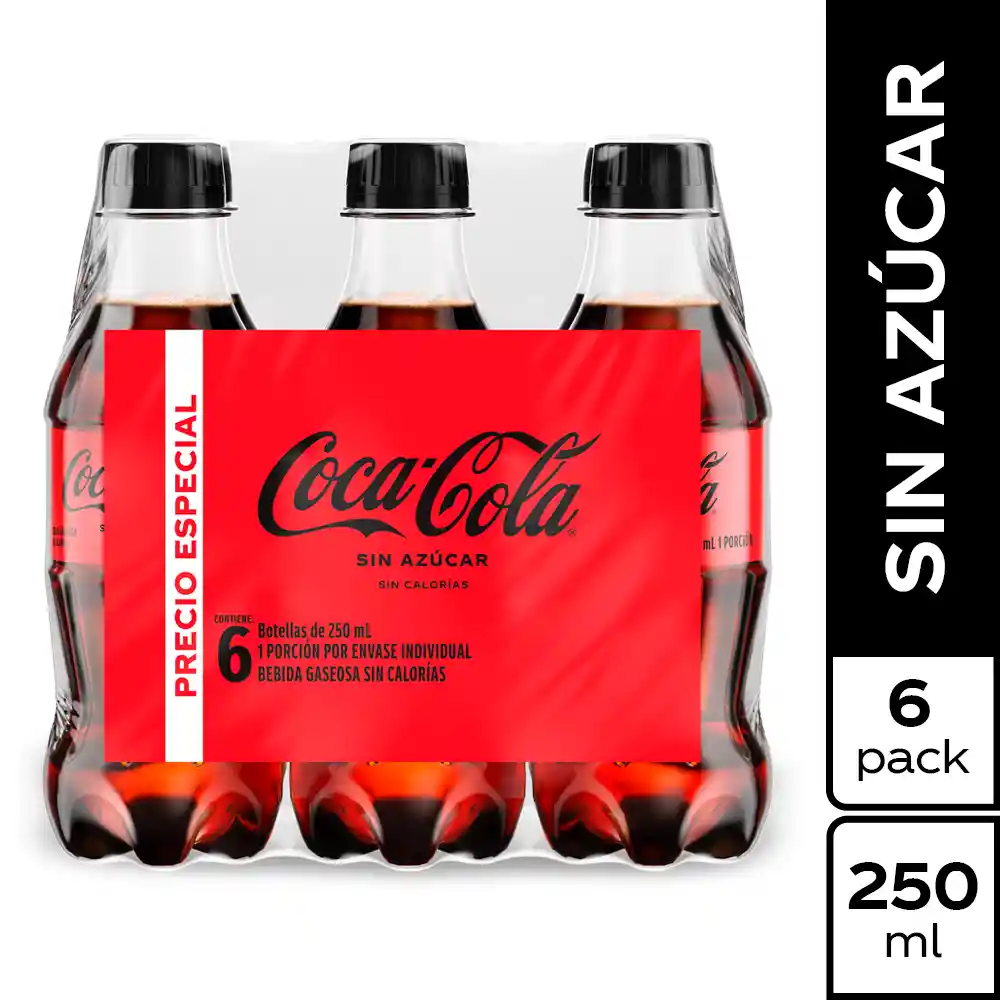 Gaseosa Coca-Cola Sin Azúcar 250ml x 6 Unds