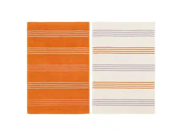 Set Paño Cocina Terry Blanco y Naranja Casaideas