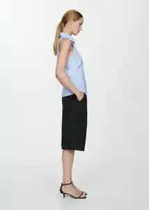 Camisa Paula Azul Talla M Mujer Mango
