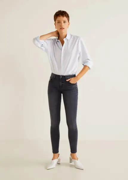 Jean Kim Tejano Gris Oscuro Talla 42 Mujer Mango