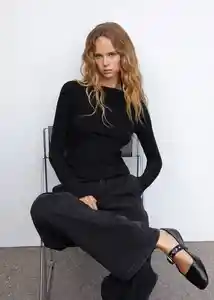 Camiseta Lilobar Negro Talla XS Mujer Mango