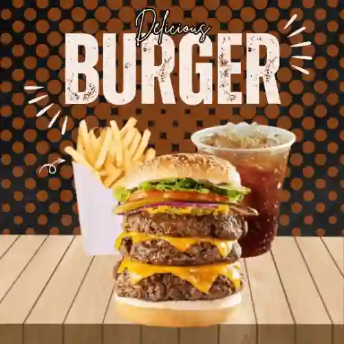 Hamburguesa Triple + Papas + Tea Helado