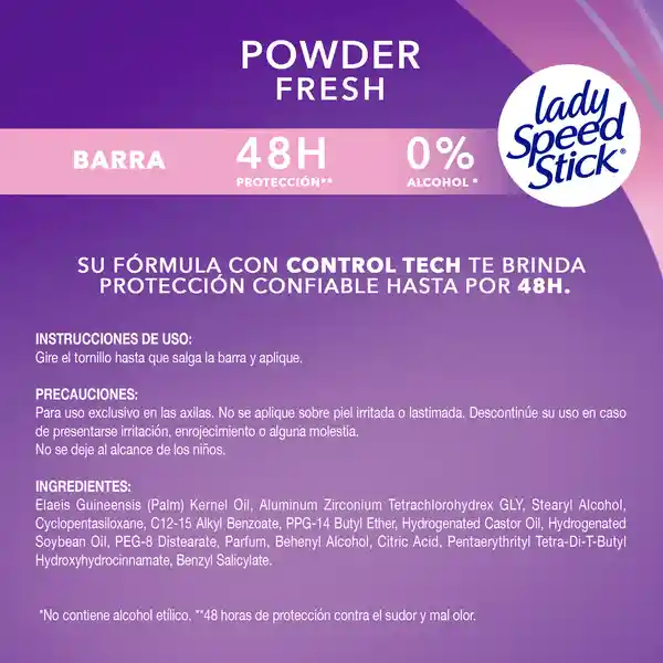 Desodorante Mujer Lady Speed Stick Powder Fresh barra 45g