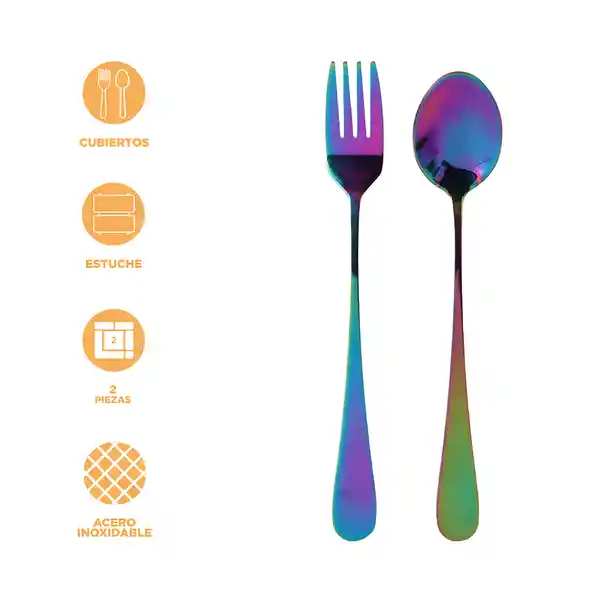 Set de Cubiertos Tenedor y Cuchara Mis Pastelitos Morado Miniso