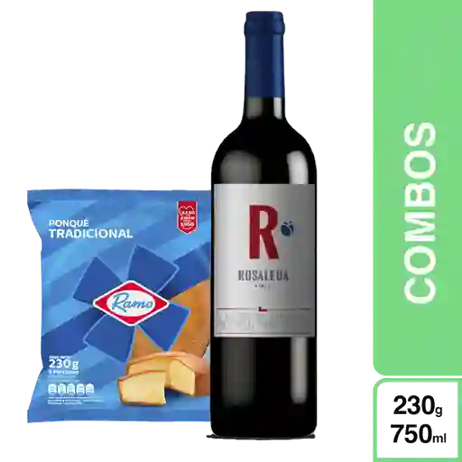 Combo Rosaleda Vino Tinto Merlot + Ramo Ponqué Tradicional