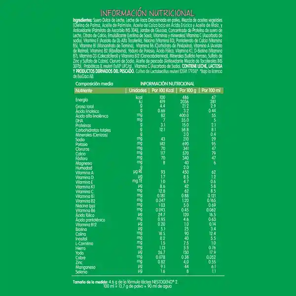 Fórmula Infantil Nestogeno Etapa 2 1100 g