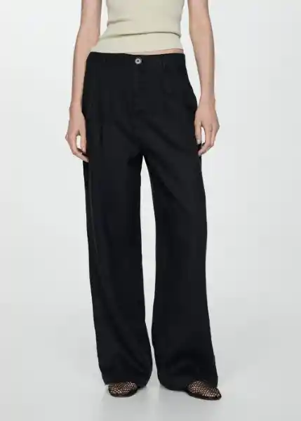 Pantalón Maneli Negro Talla 38 Mujer Mango