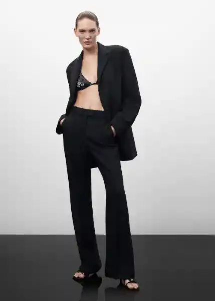 Blazer Americana Mila Negro Talla XS Mujer Mango
