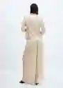 Camisa Plisi-W Crudo Talla M Mujer Mango
