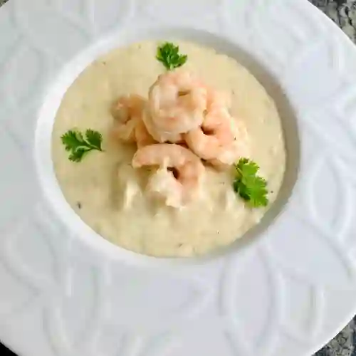 Crema de Jaiba con Camarones Ahumados