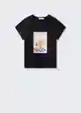 Camiseta Dine Negro Talla L Mujer Mango