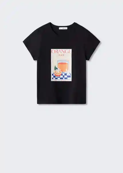 Camiseta Dine Negro Talla L Mujer Mango