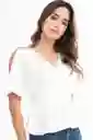 Ragged Blusa Shine Color Blanco Crudo Talla L