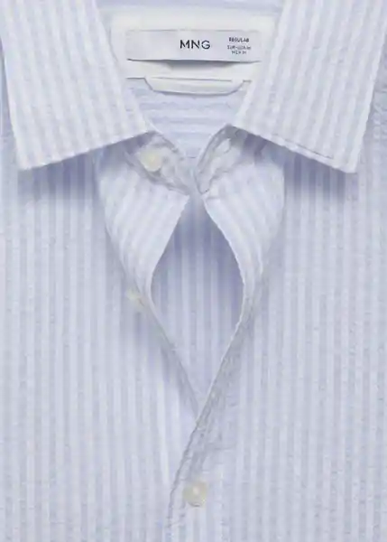 Camisa Kissos Celeste Talla M Hombre Mango
