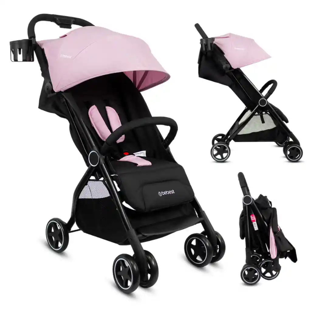 Coche Para Bebé Compacto Tipo Maleta Flex Rosado Auto Plegable