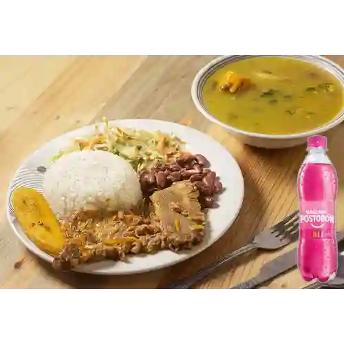 Combo Carne Guisada + Manzana Postobon 400 ml