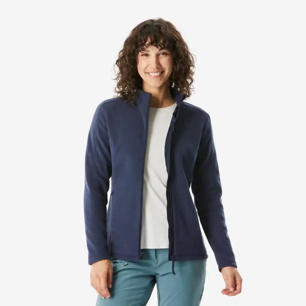 Saco Polar Senderismo Montaña Mujer - Mh500 Cremallera Entera Azul