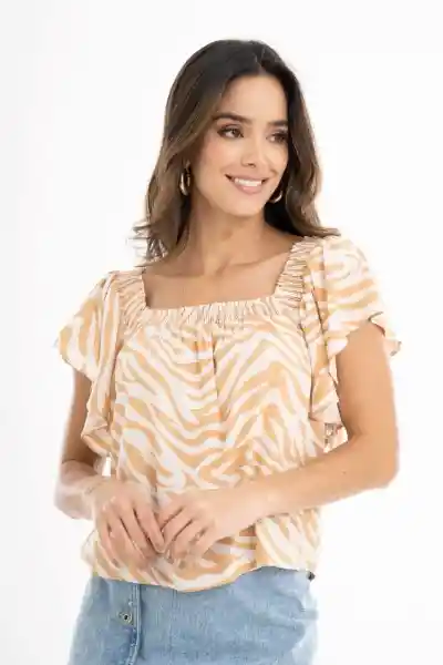 Ragged Blusa Amaretto Color Beige Oscuro Talla M