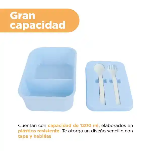 Contenedor Para Lunch Rectangular Azul Miniso