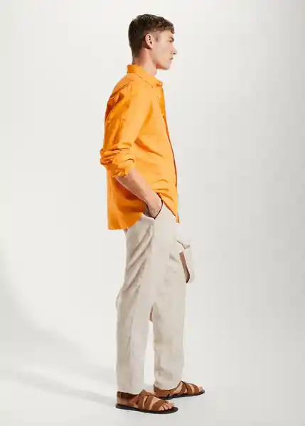 Camisa Calcuta Naranja Talla L Hombre Mango