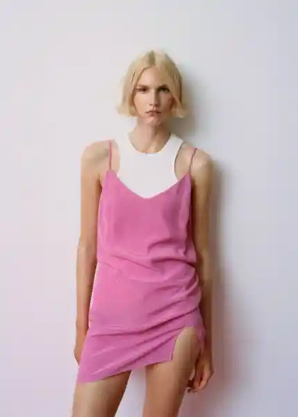 Vestido Mini Fucsia Talla XS Mujer Mango