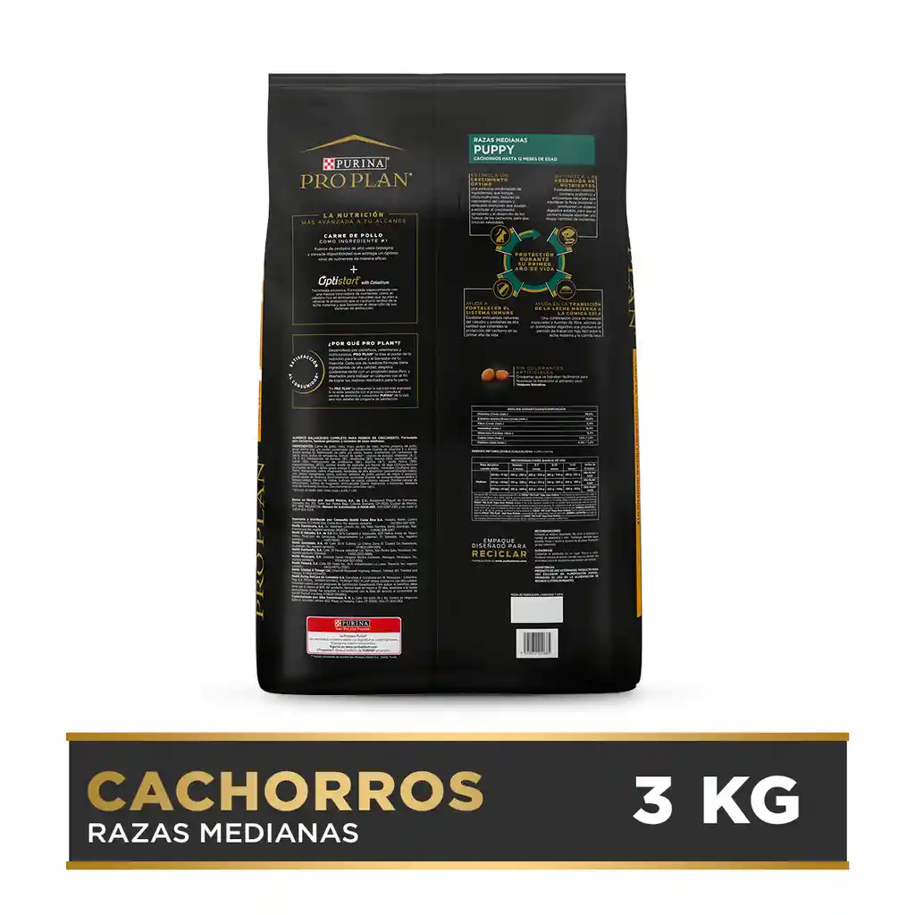 Comida para Perros cachorros razas medianas Purina Pro Plan x 3 kg